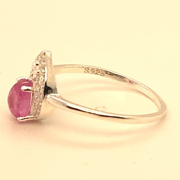 Pink Sapphire 1.42ct Platinum Finish Solid 925 Sterling Silver Ring - Picture 7 of 7
